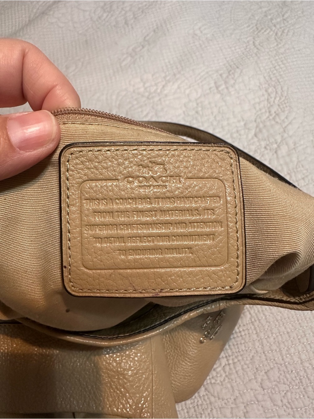 Coach Madison Pebble Leather Phoebe Shoulder Bag in Taupe - Picture 7 of 13